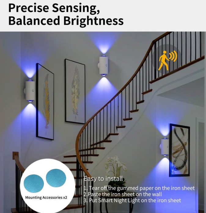 Wireless battery supply electromagnetic suction wall lamp RGB atmosphere corridor courtyard human body induction night light