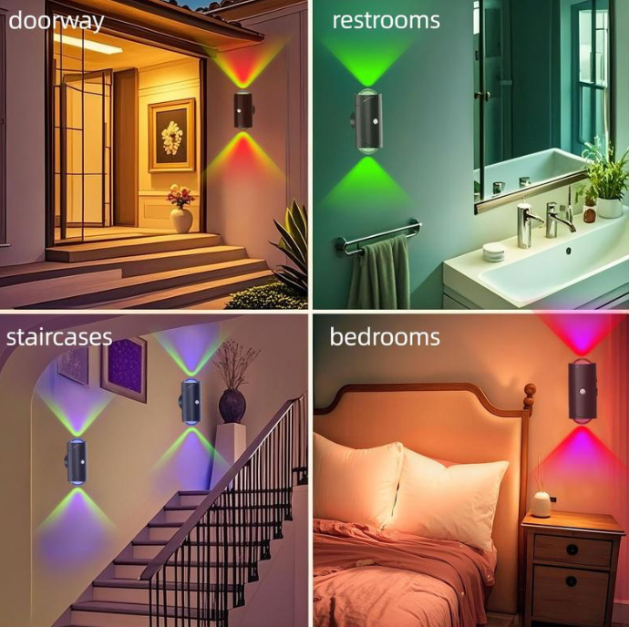 Wireless battery supply electromagnetic suction wall lamp RGB atmosphere corridor courtyard human body induction night light